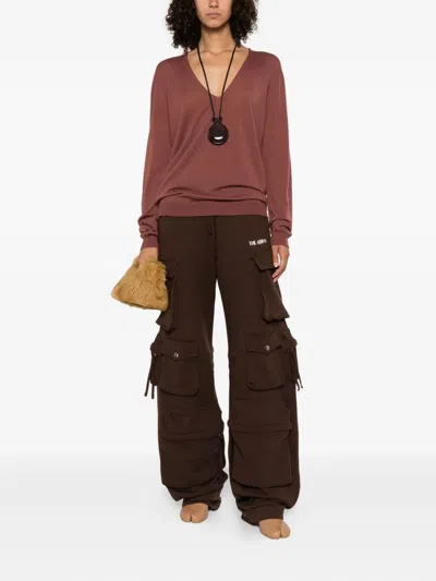Rick Owens V-neck Wool Top In Brown