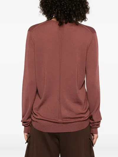 Rick Owens V-neck Wool Top In Brown