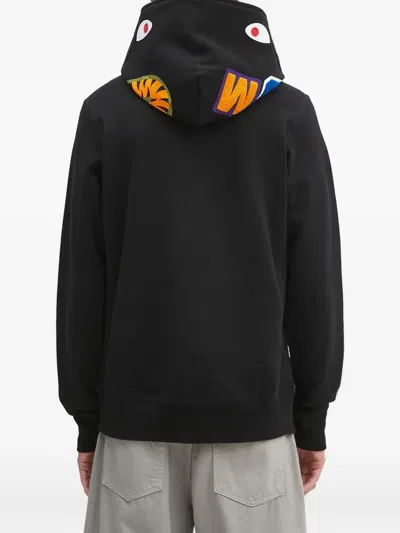 A Bathing Ape Shark-motif Hoodie In Black