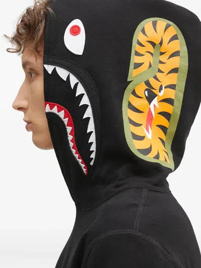 A Bathing Ape Shark-motif Hoodie In Black