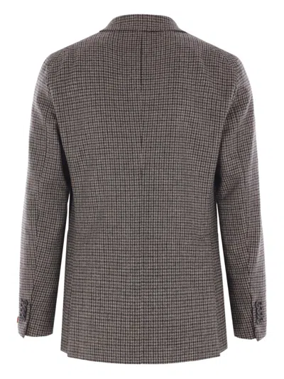 Tagliatore Houndstooth Patterned Single-breasted Blazer In Gray