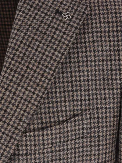Tagliatore Houndstooth Patterned Single-breasted Blazer In Gray