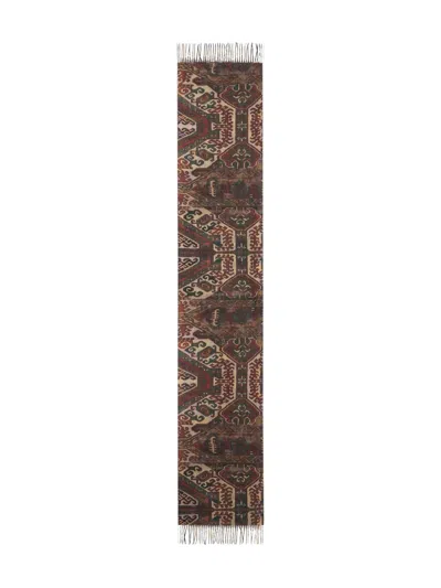 Pierre-louis Mascia Geometric-patter Fringed-hem Scarf In Blue