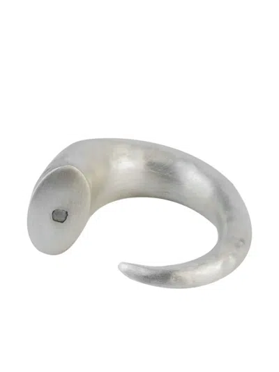 Parts Of Four Sterling Silver Giant Horn Diamond Bracelet In Metallic