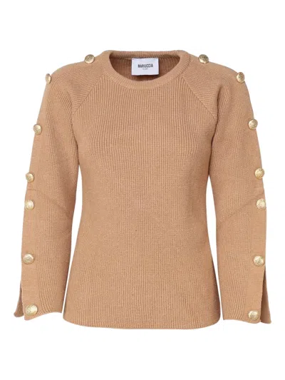 Mariuccia Milano Maglioncino Con Bottoni Decorativi Oro In Brown
