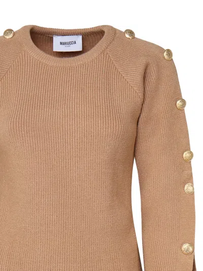 Mariuccia Milano Maglioncino Con Bottoni Decorativi Oro In Brown