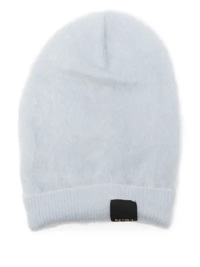N°21 Logo-tag Mohair Beanie In Blue