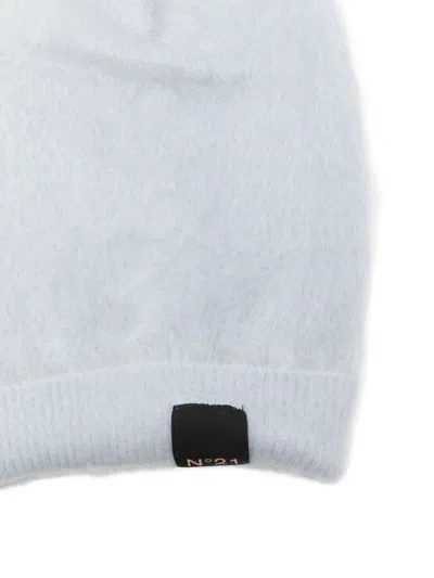 N°21 Logo-tag Mohair Beanie In Blue