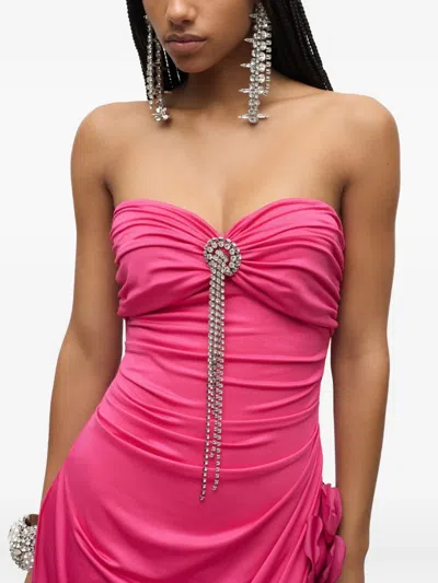 Area Crystal-embellished Draped Mini Dress In Pink