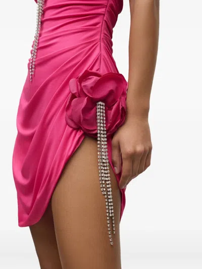 Area Crystal-embellished Draped Mini Dress In Pink