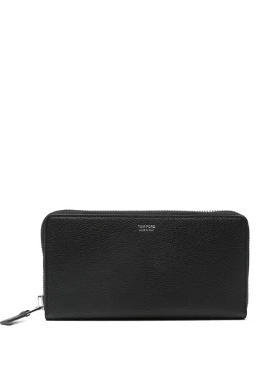 Tom Ford Unique Finish Textured Leather Wallet In Black