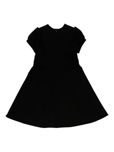 Versace Puff-sleeve Embellished Dress In Black