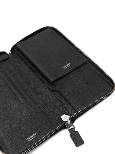 Tom Ford Unique Finish Textured Leather Wallet In Black