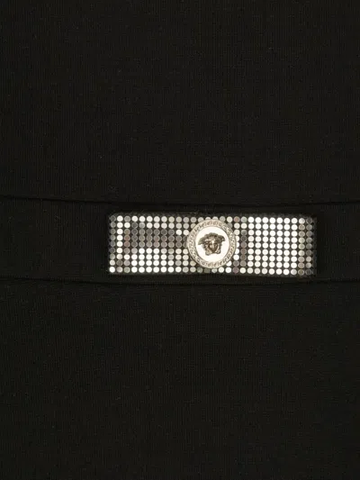 Versace Puff-sleeve Embellished Dress In Black