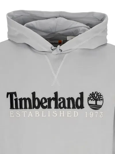 Timberland Crewneck Sweater With Hood And Kangaroo Pocket In Gray
