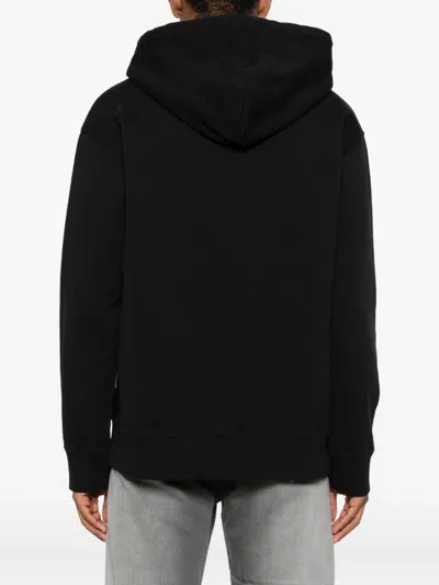 Mm6 Maison Margiela Numeric Print Black Hoodie With Front Kangaroo Pocket In Black