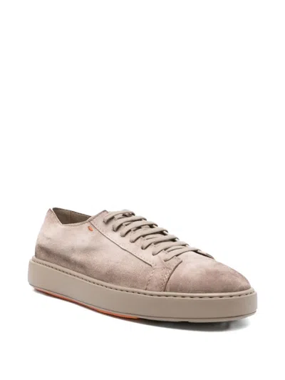 Santoni Suede Sneakers In Brown