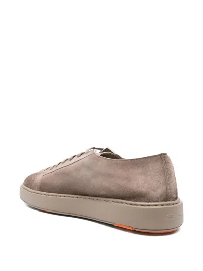 Santoni Suede Sneakers In Brown