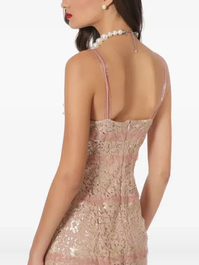 Lethicia Bronstein Lace-insert Pearl-embellishment Midi Dress
