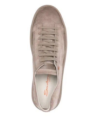 Santoni Suede Sneakers In Brown