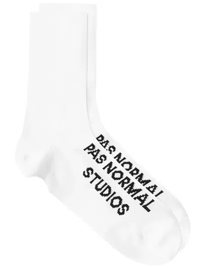 Pas Normal Studios Logo-intarsia Socks In White