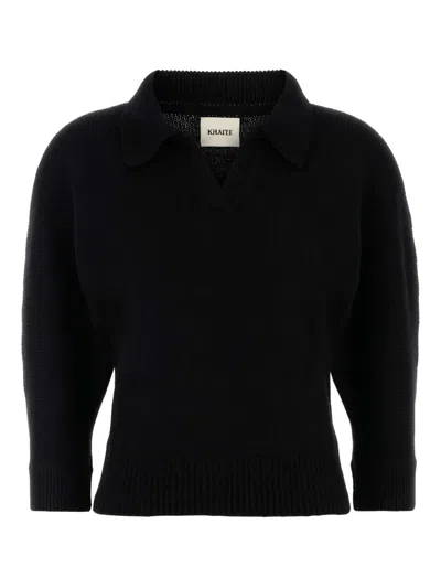 Khaite Black Cashmere Herve Polo Shirt