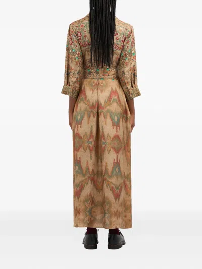 Pierre-louis Mascia Floral-print Belted Maxi Dress In Brown