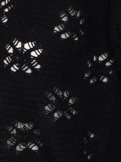 Twinset Open-knit V-neck Cardigan In Black