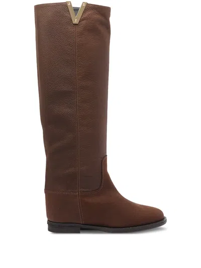 Via Roma 15 Leather Boots In Brown