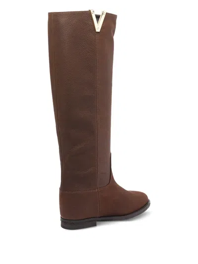 Via Roma 15 Leather Boots In Brown