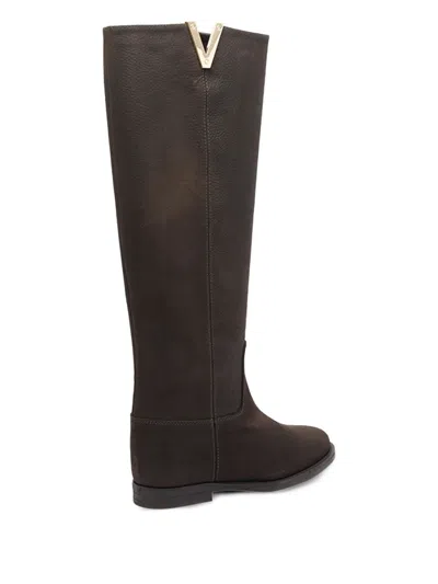 Via Roma 15 Leather Boots In Brown
