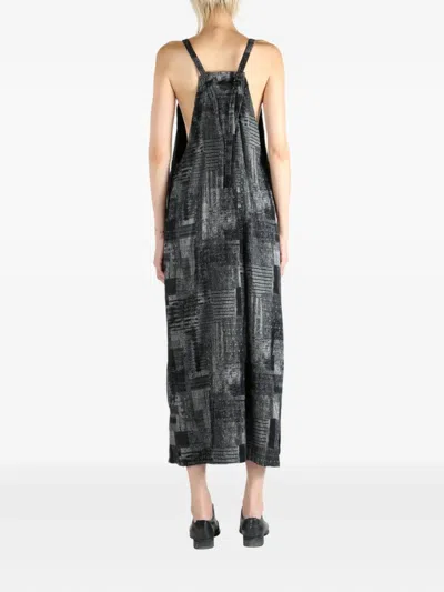 Y's Abstract-print Sleeveless Midi Dress In Gray