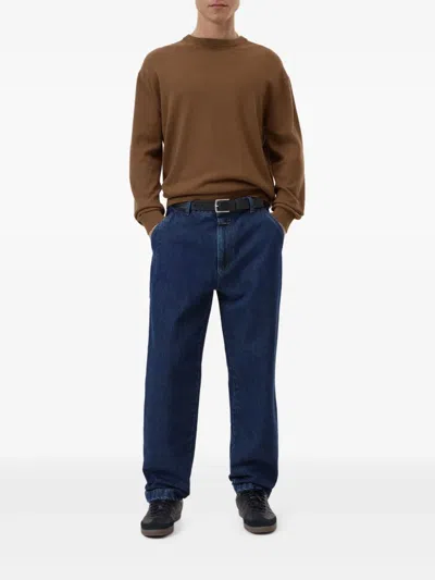 Closed Crew-neck Knitted Jumper In Brown