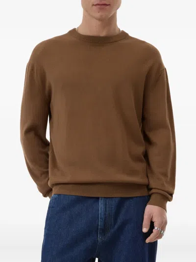 Closed Crew-neck Knitted Jumper In Brown
