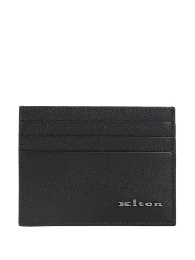 Kiton Compact Textured Card Holder In Black