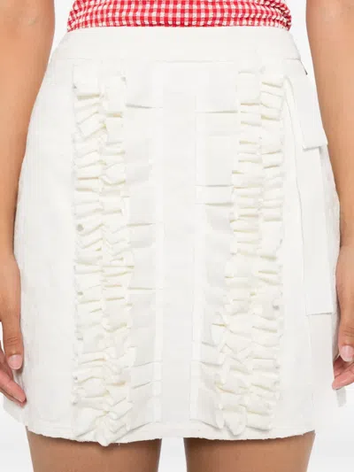 Msgm Ruffled Mini Skirt In White