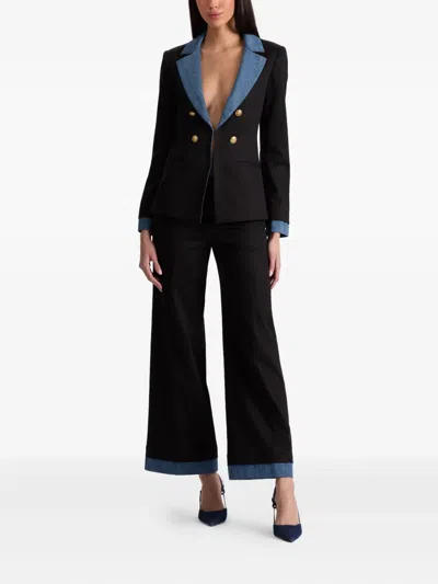 Alice And Olivia Double-breasted Denim-collar Blazer