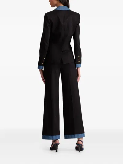 Alice And Olivia Double-breasted Denim-collar Blazer