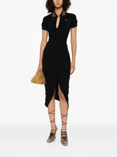 Vivienne Westwood Black Midi Pulling Dress In Schwarz