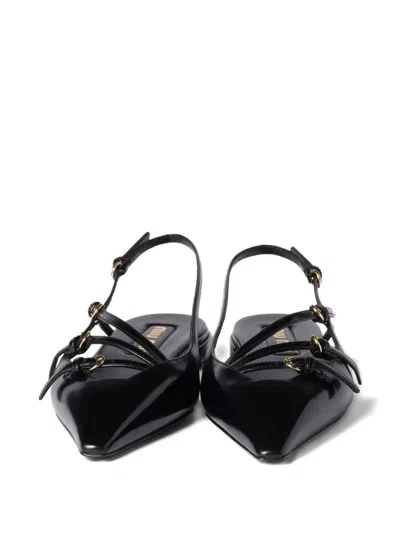 Miu Miu Women Patent Leather Slingback Ballerina Flats