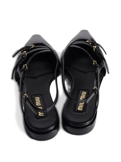 Miu Miu Women Patent Leather Slingback Ballerina Flats
