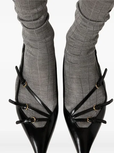 Miu Miu Women Patent Leather Slingback Ballerina Flats