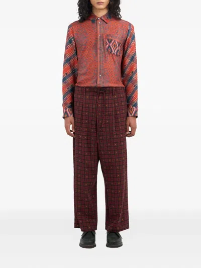 Pierre-louis Mascia Geometric-pattern Drawstring Trousers In Multi