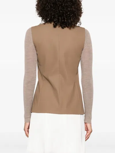 Max Mara Sleeveless V-neck Vest In Brown