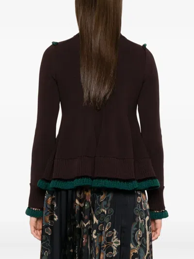 Sacai Ruffled Trim Wool Jumper In Black