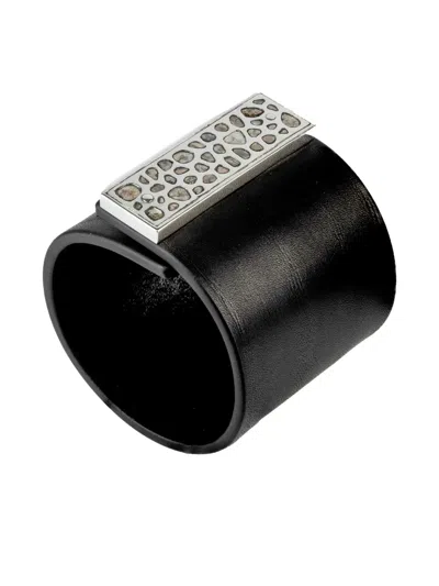 Parts Of Four Sterling Silver And Diamond Strap Bracelet In Black