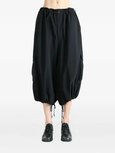 Y's Drawstring Cropped Trousers In Black