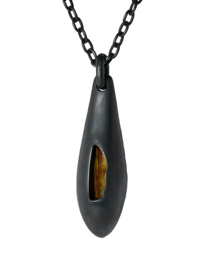 Parts Of Four Sterling Silver Chrysalis Amber Necklace In Black