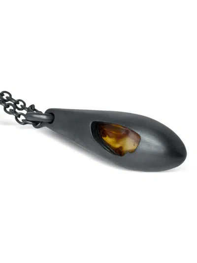 Parts Of Four Sterling Silver Chrysalis Amber Necklace In Black