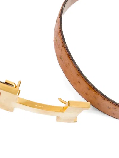 Pre-owned Hermes 1998 Constance Ostrich Leather Buckled Belt In Brown